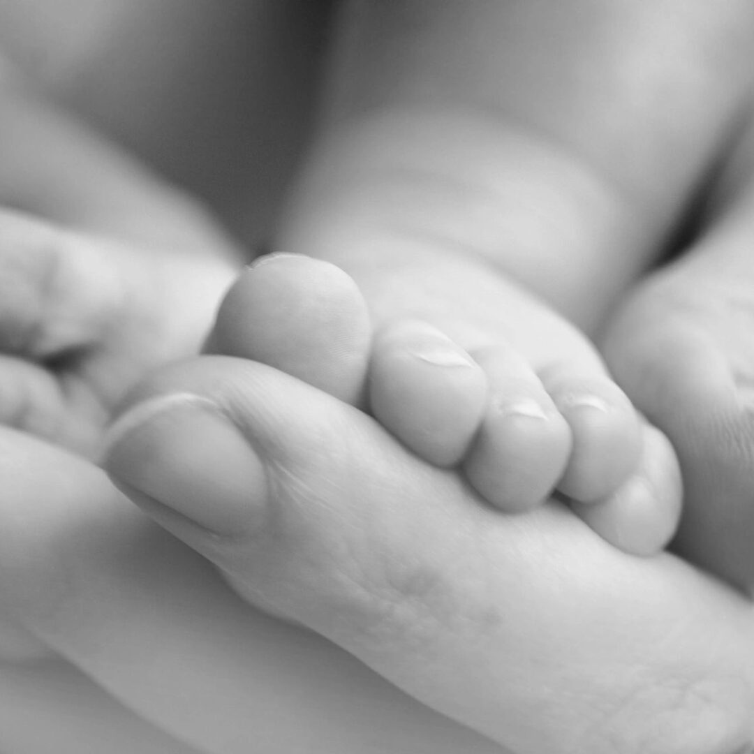 closeup shot of a newborn feet on the hand